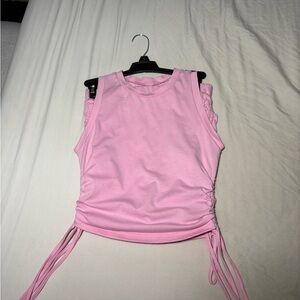 Pink Sleeveless Ruched 2 Piece set Top and Bottom🩷!